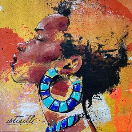 Painting Oumou by Istraille | Painting Figurative Acrylic Portrait