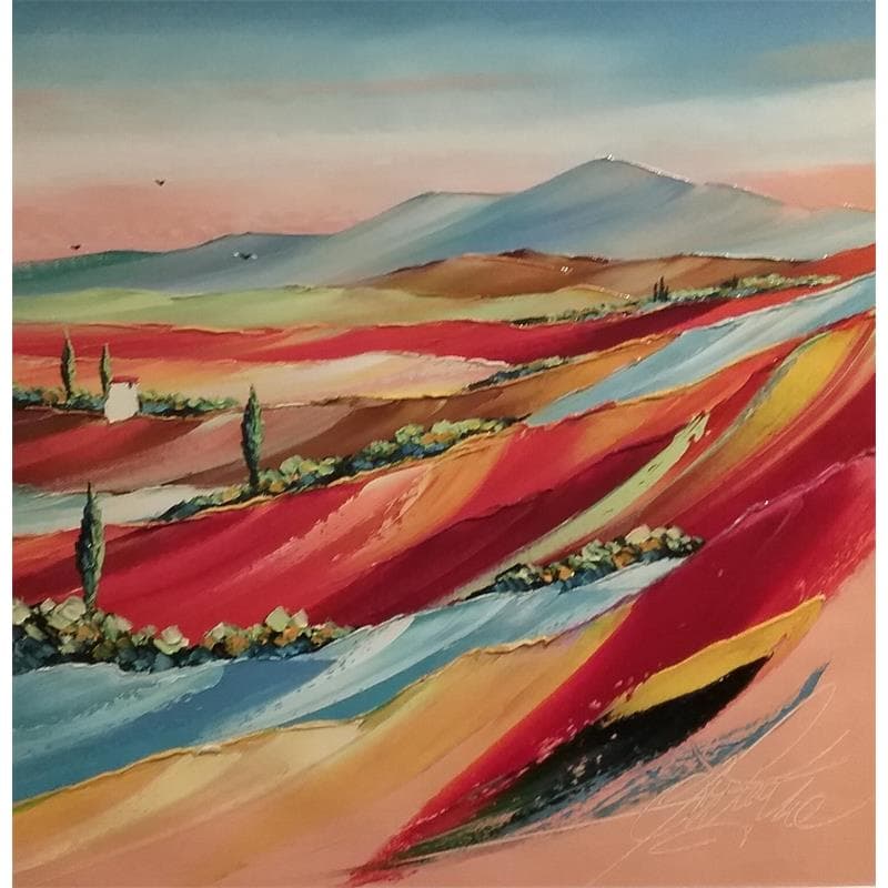 Painting Plaines de couleurs à Mougin by Fonteyne David | Painting Figurative Acrylic, Oil Landscapes
