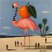 Painting Flamant orange by Lionnet Pascal | Painting Surrealist Acrylic Animals