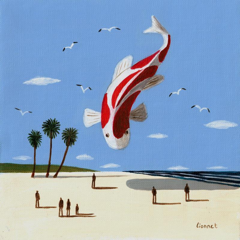 Painting Carpe koi by Lionnet Pascal | Painting Surrealism Acrylic Animals, Landscapes, Pop icons