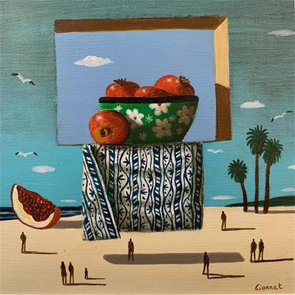 Painting Grenades et fenêtre by Lionnet Pascal | Painting Surrealist Oil Pop icons, still-life
