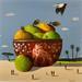 Painting Bol taureau et pommes by Lionnet Pascal | Painting Surrealist Acrylic Minimalist