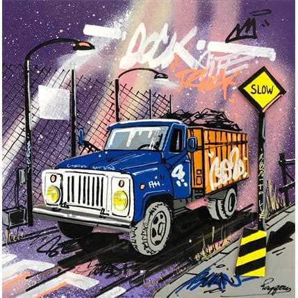 Painting Dock truck  by Pappay | Painting Figurative Oil Pop icons, Portrait