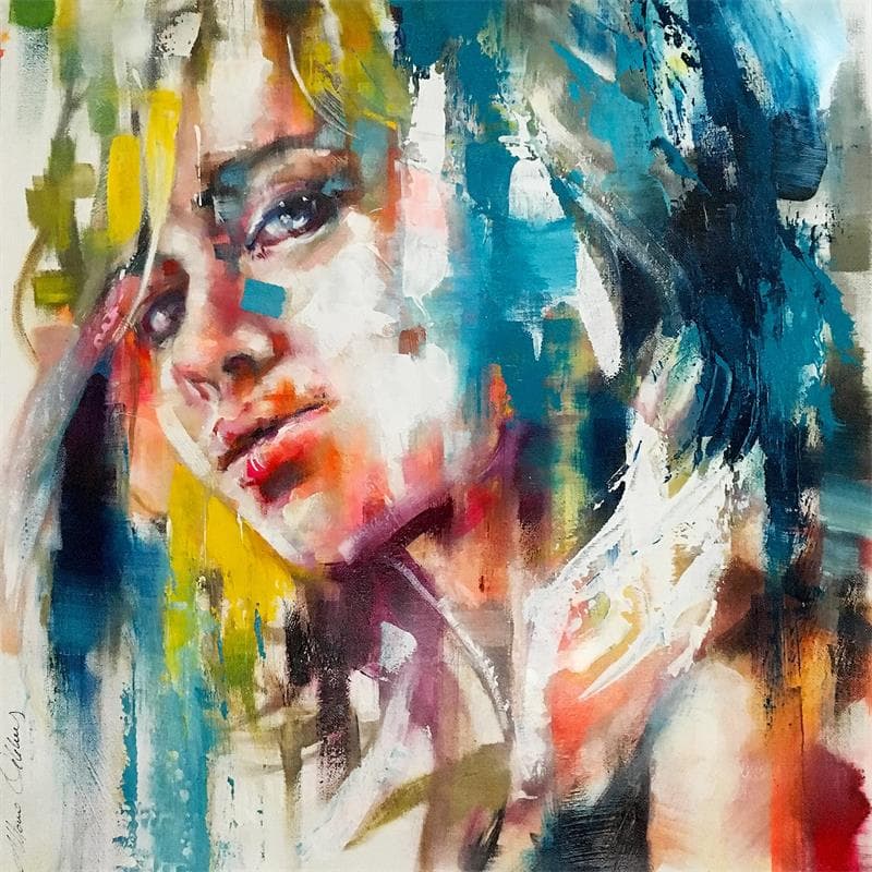 Painting Adely try 1 by Abbondanzia Monica | Painting Figurative Acrylic Portrait