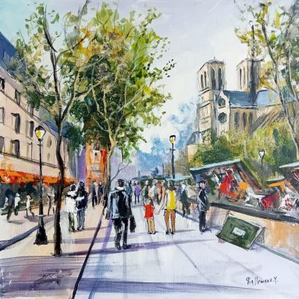 Painting Les bouquinistes by Lallemand Yves | Painting Figurative Acrylic Urban