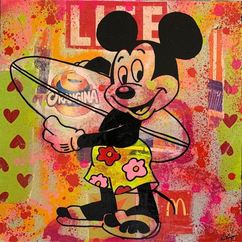 Gemälde Mickey surf von Kikayou | Gemälde Graffiti