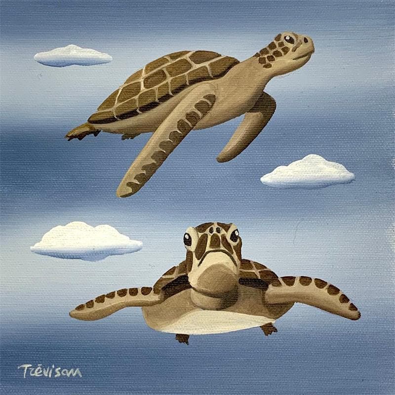 Painting Turtles by Trevisan Carlo | Painting Figurative Oil