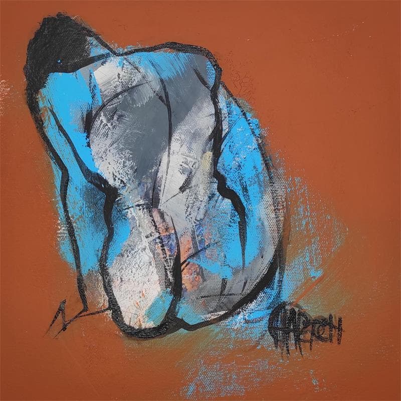 Painting Bleu ciel by Chaperon Martine | Painting Figurative Nude Acrylic