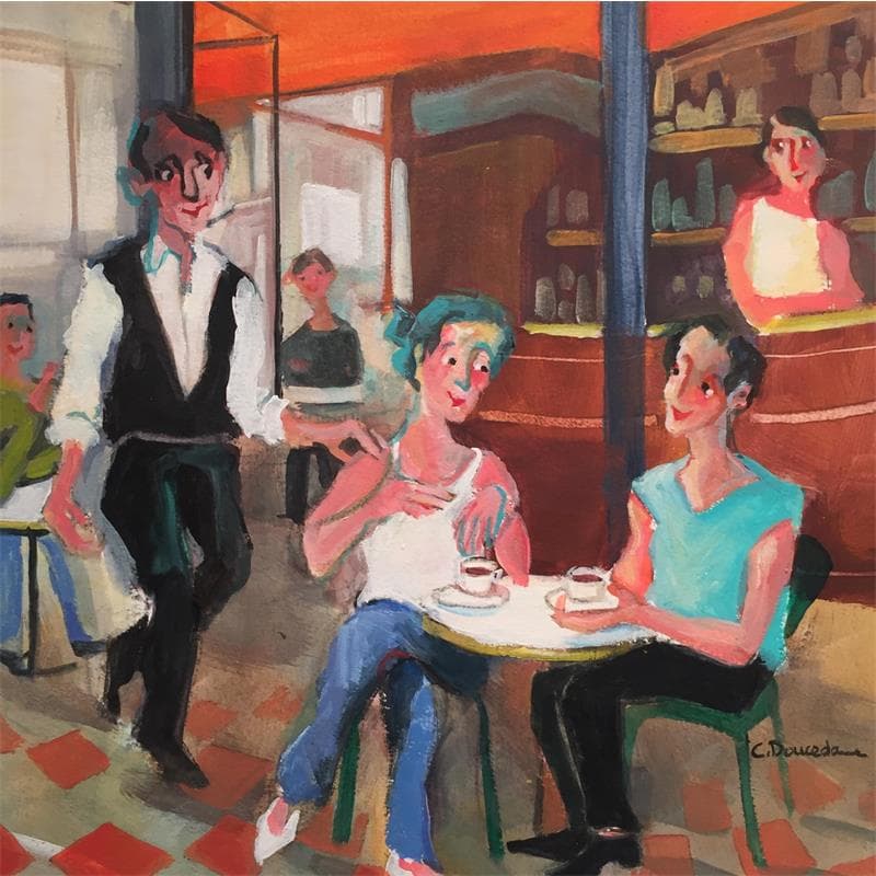 Painting Cafés crèmes by Doucedame Christine | Painting Figurative Acrylic Life style