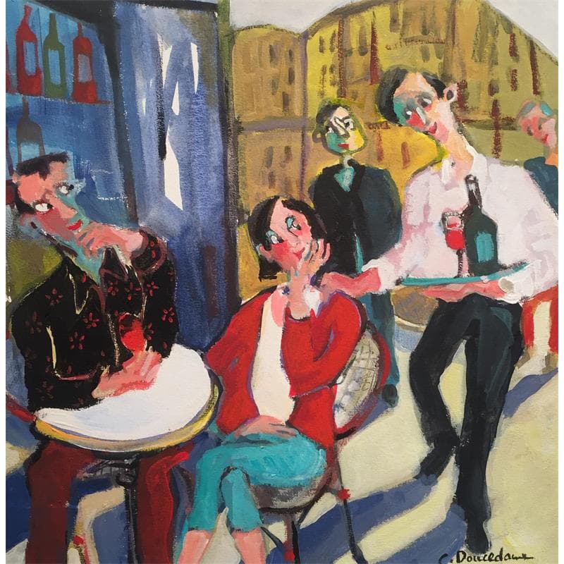 Painting Le serveur familier by Doucedame Christine | Painting Figurative Acrylic Life style