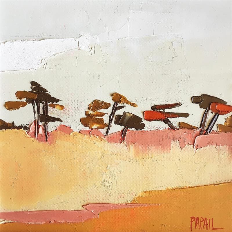 Painting Les pins derrière la dune by PAPAIL | Painting Figurative Oil Landscapes