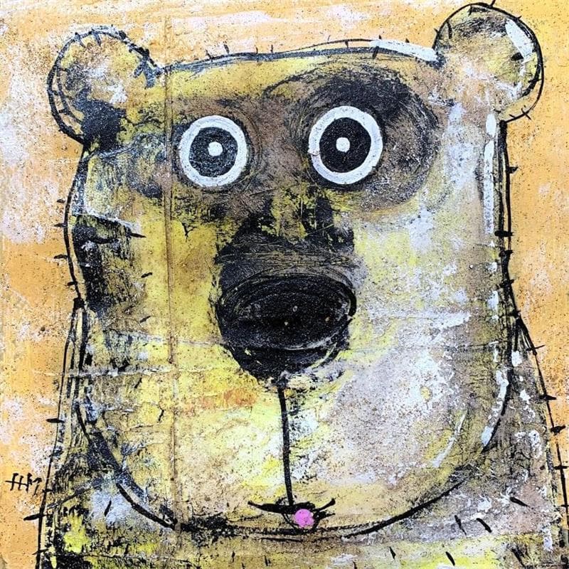 Painting Polar Bear by Maury Hervé | Painting Naive art Oil Animals, Pop icons
