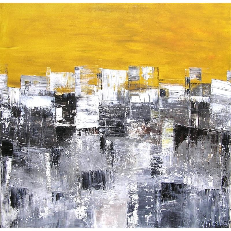 Painting Ciel jaune by Fièvre Véronique | Painting Abstract Acrylic Minimalist, Urban