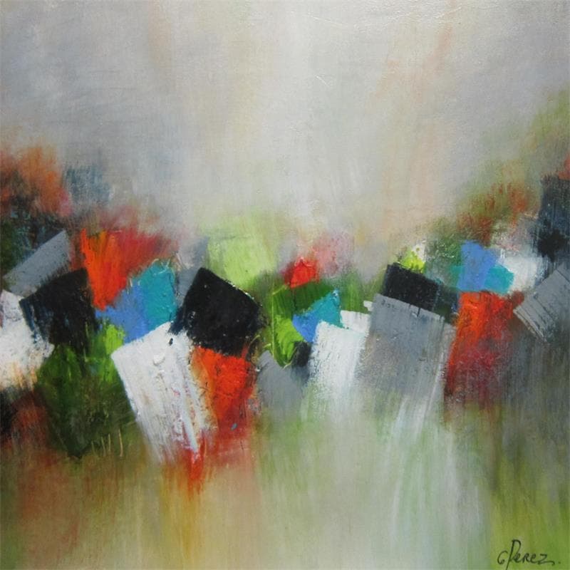 Painting DAMIER by Perez Geneviève | Painting Abstract Oil Minimalist