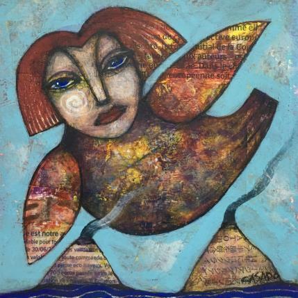 Painting Bird woman by Casado Dan  | Painting Raw art Acrylic, Gluing Life style