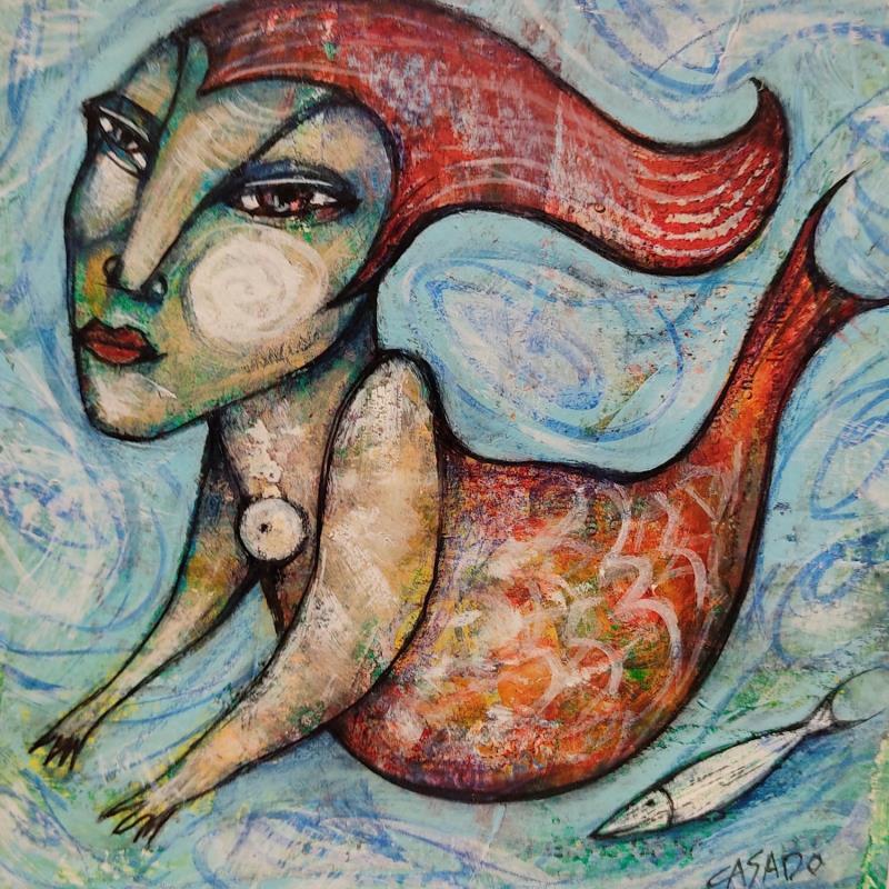 Gemälde The siren von Casado Dan  | Gemälde Art brut Marine, Porträt