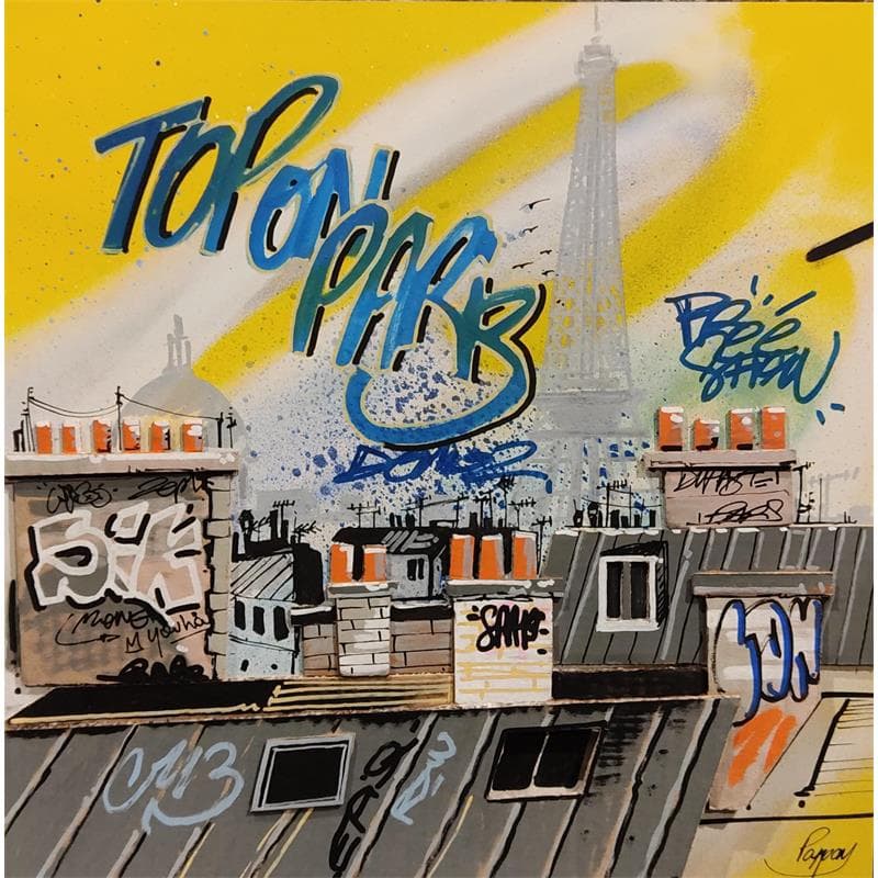 Peinture Vue sur la tour par Pappay | Tableau Street Art Icones Pop Acrylique
