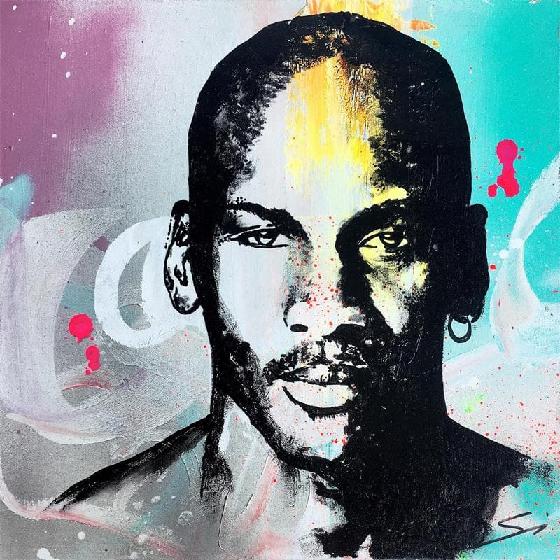 Painting Michael Jordan's eyes by Mestres Sergi | Painting Pop art Mixed Pop icons