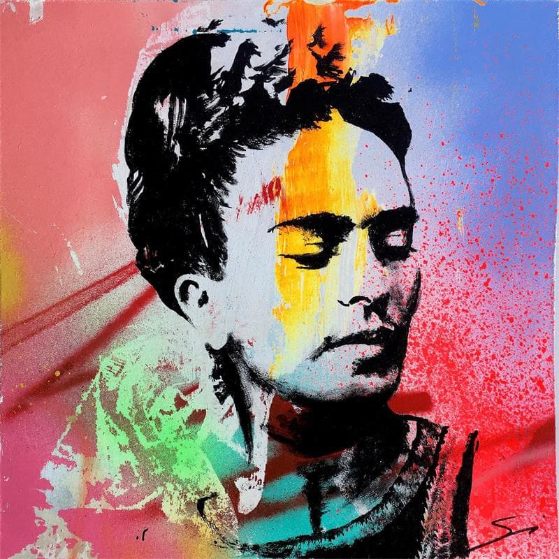 Peinture Frida's dream par Mestres Sergi | Tableau Pop Art Mixte icones Pop