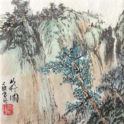 Painting In the mountains by Yu Huan Huan | Painting Figurative Mixed Landscapes