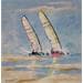 Gemälde Course char à voile 2 von Lallemand Yves | Gemälde Figurativ Marine Alltagsszenen Acryl
