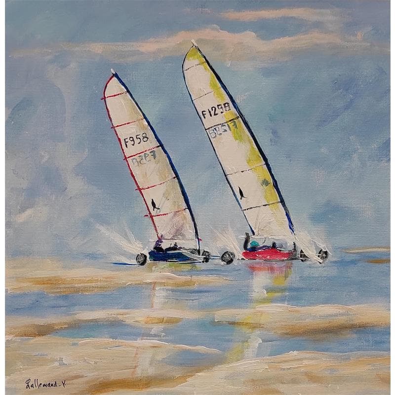 Painting Course char à voile 2 by Lallemand Yves | Painting Figurative Acrylic Life style, Marine
