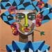 Painting ARLEQUIN CON RAMA by S.Uria | Painting Figurative Portrait Acrylic