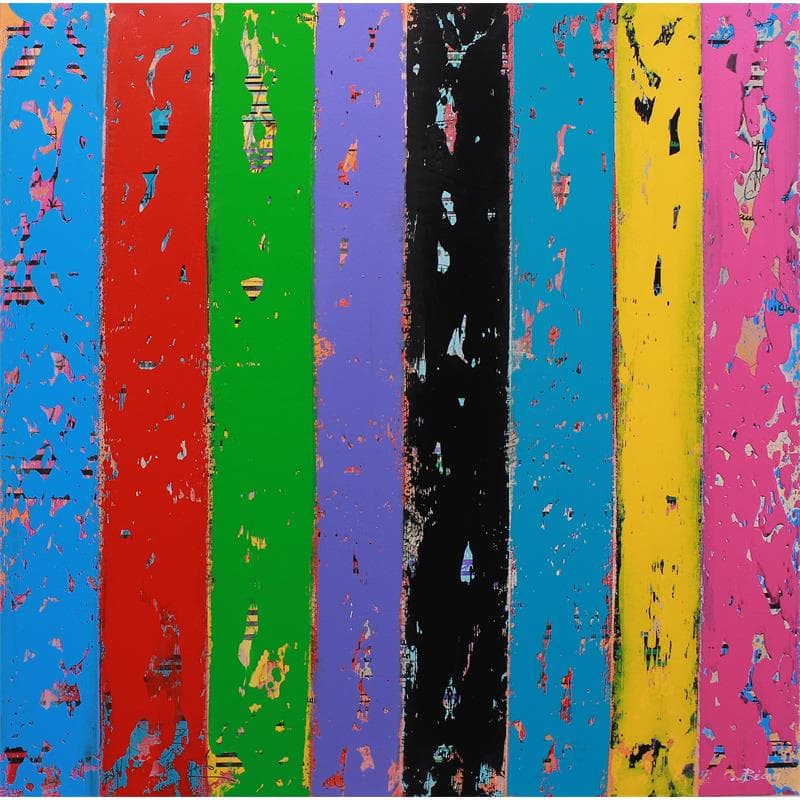 Peinture Bandes colorées 1 par Becam Carole | Tableau Abstrait Acrylique minimaliste