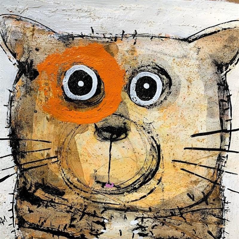 Painting Cat by Maury Hervé | Painting Naive art Animals, Pop icons