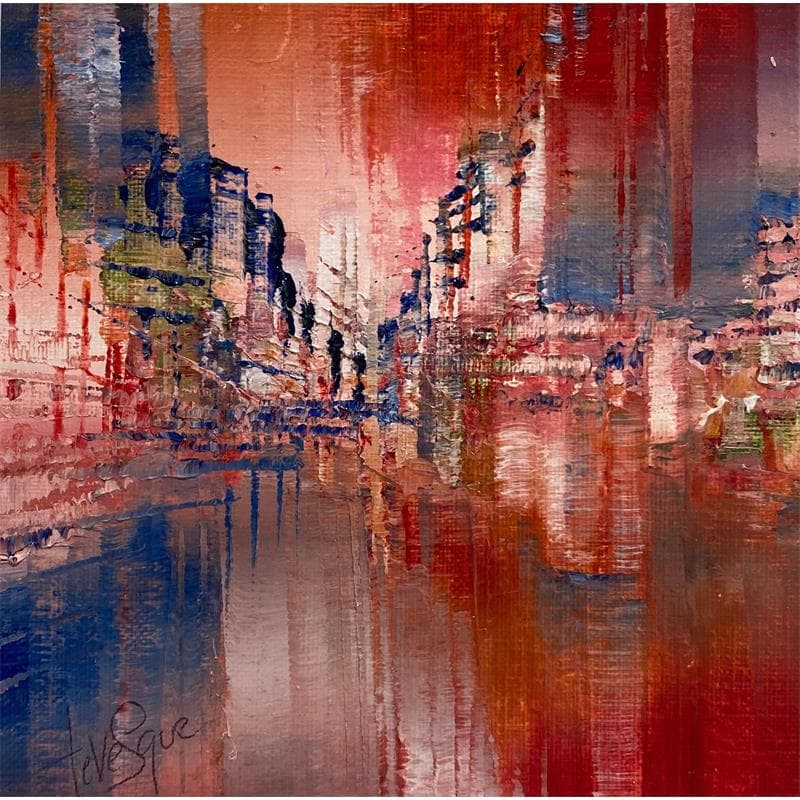 Peinture L'eau rouge par Levesque Emmanuelle | Tableau Abstrait Huile Urbain