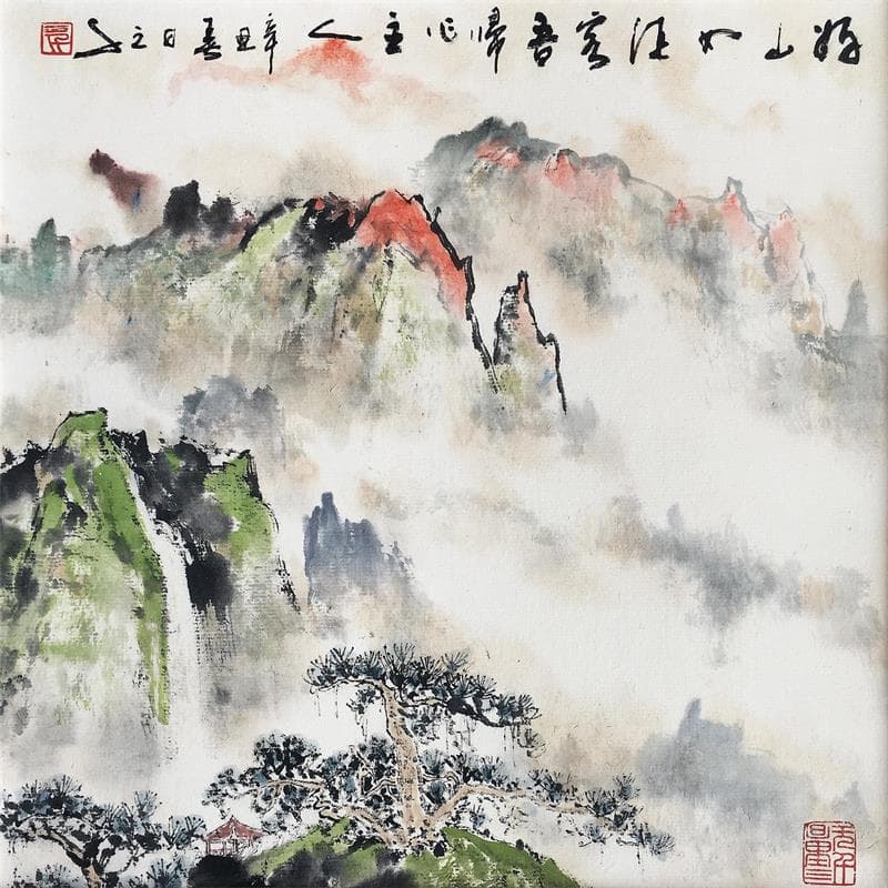 Painting Good mountains by Sanqian | Painting Figurative Landscapes
