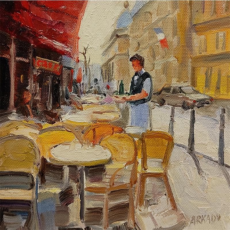 Painting terrasse du café by Arkady | Painting Figurative Oil Pop icons, Urban