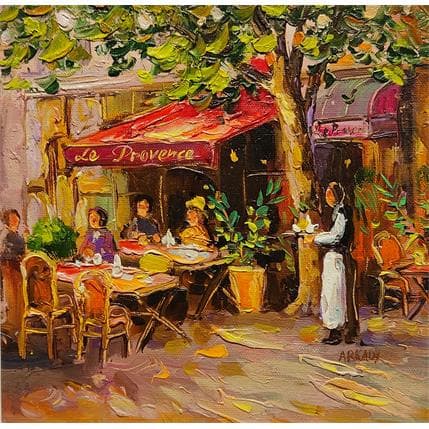 Painting café le provence by Arkady | Painting Figurative Oil Landscapes, Life style