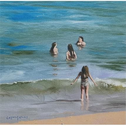 Painting Dans la mer by Castignani Sergi | Painting Figurative Oil Marine, Life style, Pop icons