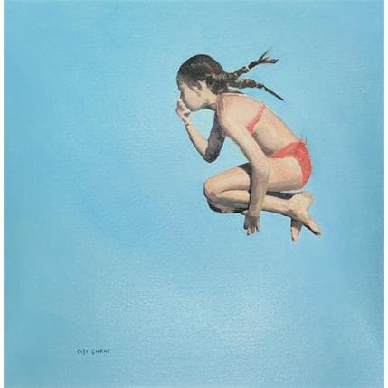 Peinture girl sauter 02 par Castignani Sergi | Tableau Figuratif Acrylique scènes de vie