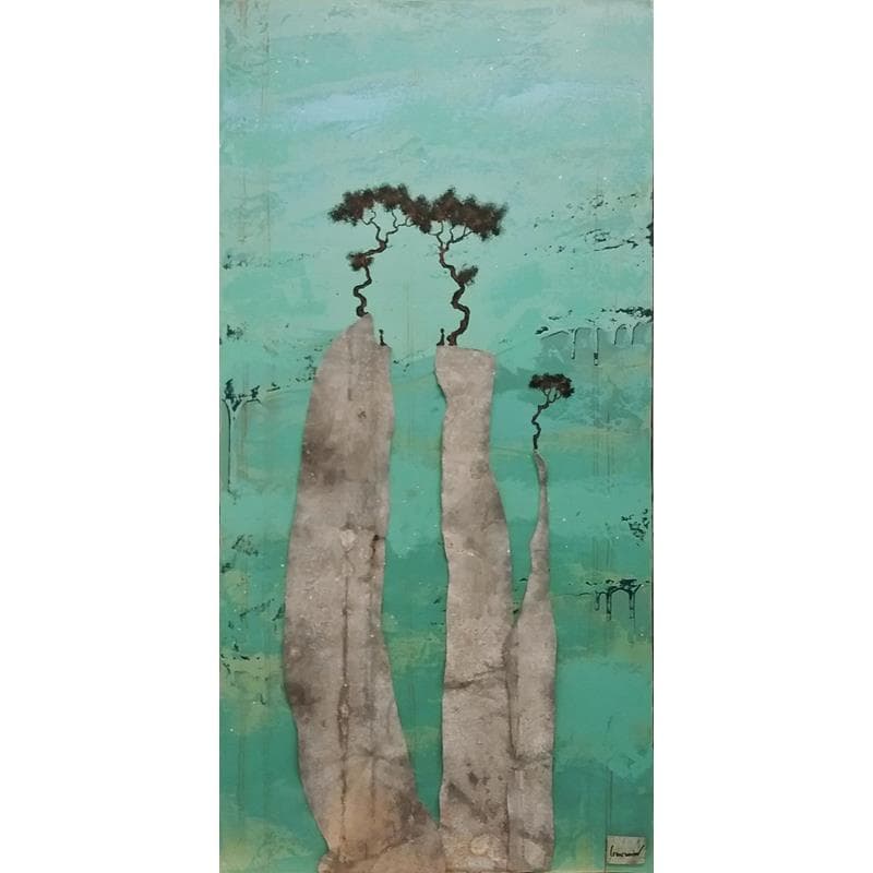 Painting Sous l'énergie de nos arbres by Lemonnier François Régis | Painting Figurative Mixed Landscapes