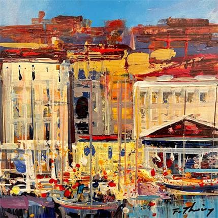 Painting Bateaux à quai (Vieux Port Nice) by Frédéric Thiery | Painting Figurative Acrylic Landscapes, Marine, Pop icons
