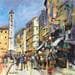 Painting Place du palais by Frédéric Thiery | Painting Figurative Landscapes Urban Acrylic