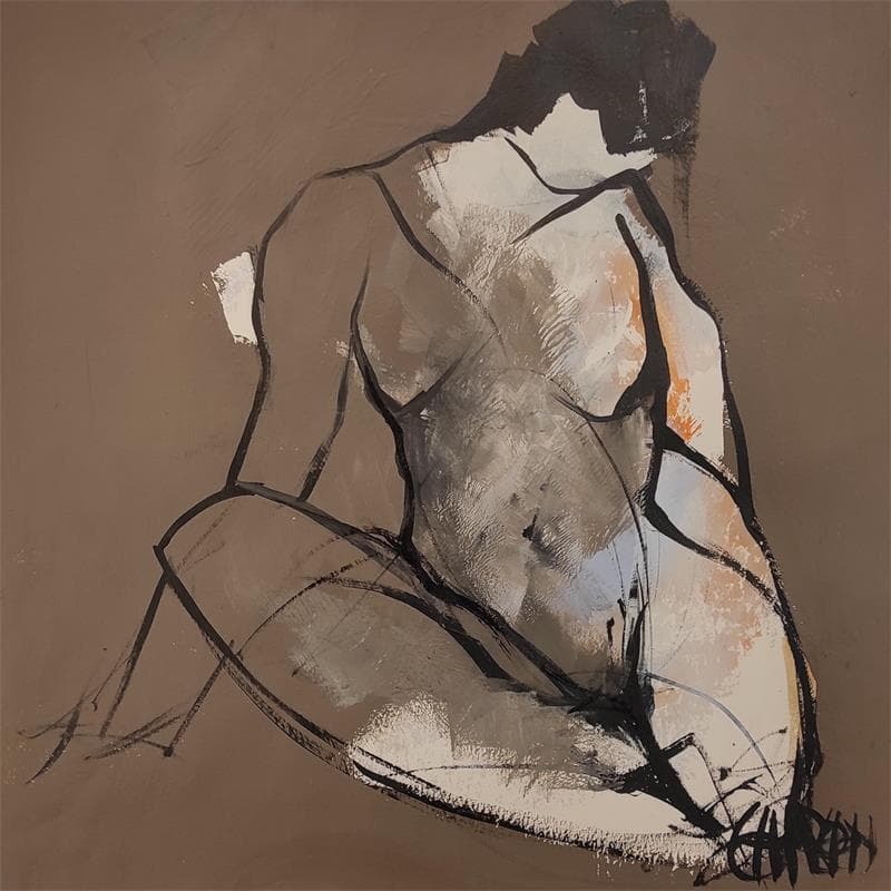 Painting Taupe 1 by Chaperon Martine | Painting Figurative Nude Acrylic