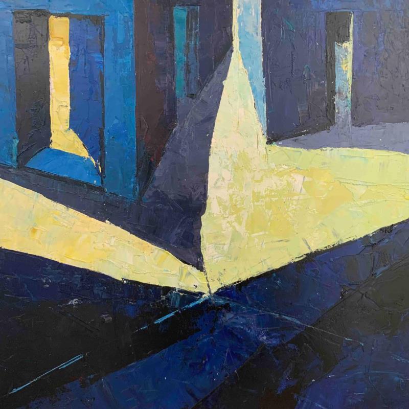 Painting ANGLE BLAU by Tomàs | Painting Abstract Cardboard, Oil Minimalist, Urban
