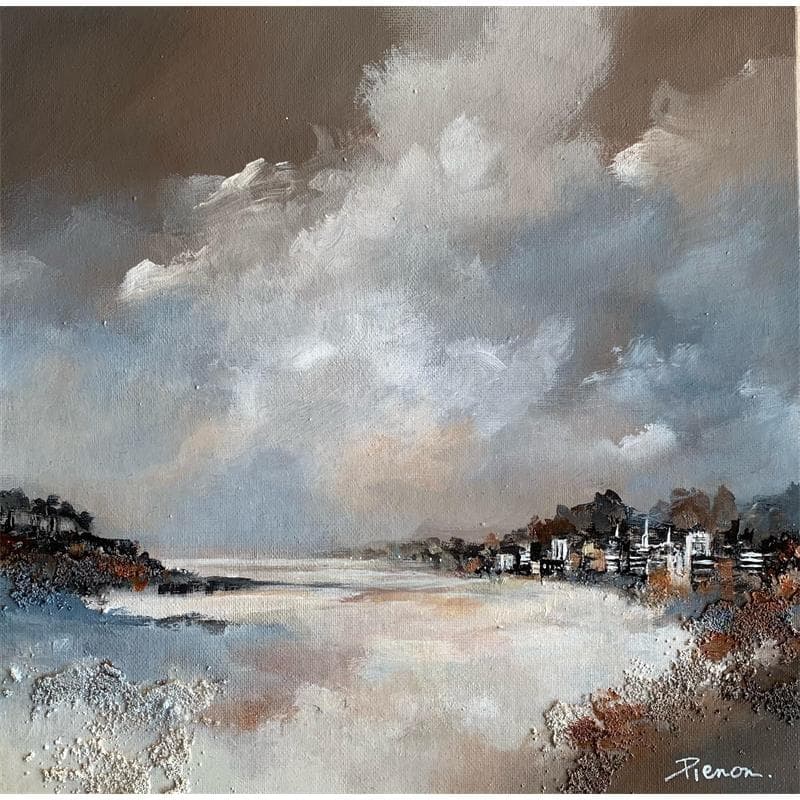 Painting Winter scape by Pienon Cyril | Painting Figurative Acrylic Landscapes, Marine